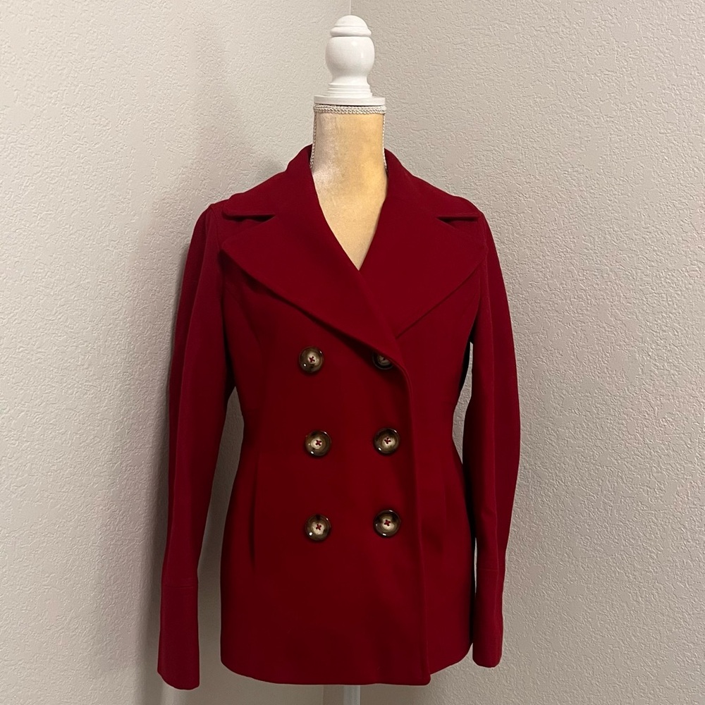 MICHAEL Michael Kors Red Wool Blend Double Breasted Peacoat